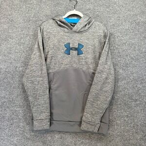 Under Armour Storm Hoodie Mens Small Gray ColdGear Pullover Fleece Sweatshirt